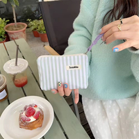 Tas Kosmetik Perjalanan Portabel Fashion Kustom untuk Wanita, Tas Penyimpanan Lipstik Kecil dengan Ritsleting, Pegangan Lembut, Dompet Koin dari Kanvas Katun