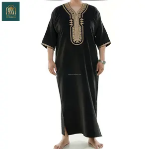 Men Abaya Islamic Clothing Muslim Dress for Men Short Sleeve Robe Kurta Muslim Man Thobe