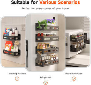 Estante Magnético Resistente <span class=keywords><strong>para</strong></span> Especias, Organizador de Refrigerador y Gabinetes de Cocina, Almacenamiento de Condimentos, Mini <span class=keywords><strong>Estantes</strong></span> Magnéticos - Product Image 4