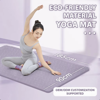 Grand tapis d'exercice en TPE de 90 cm de large, 8 mm, bicolore, antidérapant, amortissant, pour étirements, danse, salle de sport à domicile, avec logo personnalisé