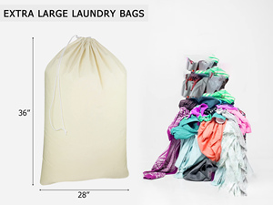 <b>Extra</b> <b>Large</b> Gift Sack Cotton for Heavy Duty Cotton Canvas Drawstring Closure Washable School Travel Laundry Bag - Product Image 4