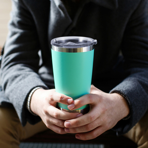 Custom Logo 20oz Powder Coated Tumbler Cups Double Wall Stainless Steel Insulated Vacuum Travel Beer Coffee Mug With Lid - Product Image 5