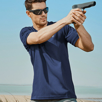 Camiseta de Punto Lisa Estilo Safari para Hombre, de Secado Rápido y Transpirable, con Cuello Redondo y Manga Corta, Ideal para Senderismo al Aire Libre