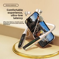 Earphone Nirkabel Neckband Bluetooth Five Point Four In-Ear Headset Tampilan Digital Baterai Pengisian Cepat 3 Jam Bass Stereo Olahraga