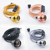 Accessoires pour ampoules Edison E26 E27, support de lampe en cuivre pour suspension avec câble en tissu coloré de 1 m, interrupteur et prise