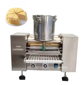 Çift yuvarlak 6 inç Crepe krep kek makinesi yumurta rulo cilt krep makinesi bin katmanlı Durian kek ekmek yapma makinesi fiyat