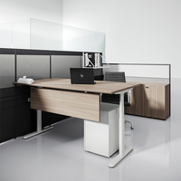 Poste de travail modulaire pour 2 personnes avec cloison de bureau en L et armoire de rangement pour bureau d'entreprise
