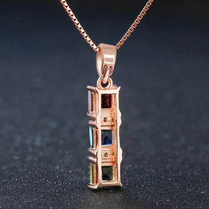 Collier pendentif bloc arc-en-ciel pour femmes, bijoux colorés à la mode, cadeau à porter au quotidien - Product Image 3