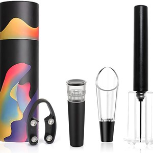 Cadeaux IStapromo pour les amateurs de vin, tire-bouchon, ouvre-bouteille à pompe, outil de débouchage à vis, ouvre-bouteille à pression d'air, ensemble 4 en 1, cylindrique - Product Image 2