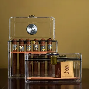 Humidor de Puros Portátil de Pequeña Capacidad <span class=keywords><strong>Grus</strong></span> FAYUE, Diseño Moderno, Plástico Transparente con Cierre, Técnica de Laca para Principiantes, Ecológico - Product Image 1