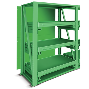 Fami System Ar Rear <b>Wall</b> 1250x2510 Mm Green Ral6011 Shelving <b>Unit</b> - Product Image 3