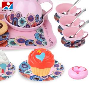 ชุดของเล่นเพื่อการศึกษาสำหรับเด็กชุดชาของเล่นรูปตึกของหวานในครัวพิมพ์ลายดอกไม้คลาสสิกสีทึบและอาหาร - Product Image 4