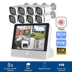 Kit de caméra de sécurité réseau IP POE TSEye 8CH 8MP 4K avec moniteur LCD, système de surveillance, étanche IP67 - Product Image 3