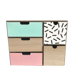Деревянная коробка для хранения с 5 ящиками/настольный органайзер канцелярские принадлежности/мини-комод для украшения дома