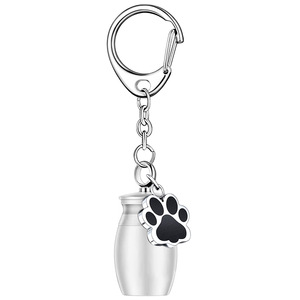 Grosir perlengkapan hewan peliharaan Stainless Steel Pet Memorial <span class=keywords><strong>Ashes</strong></span> Mini guci gantungan kunci dengan cakar pesona kenang-kenangan pemegang untuk pengingat sehari-hari - Product Image 6