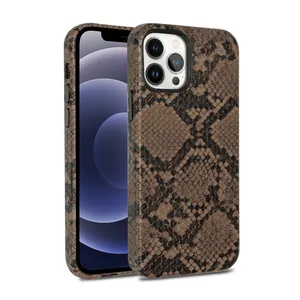 OEM ODM Carcasa De Cuero 2022 Leather Cell Phone Case Cover Python Snakes Skin For iphone 12 13 14 Pro Max magnetic phone case