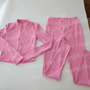 Setelan Yoga Dua Potong Jaket Logo Kustom 2024 Legging Model Flare Hoodie Resleting Pakaian Wanita Setelan Jogging Skinny Tracksuit - Product Image 4
