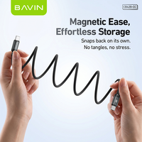 Câble de données USB-C tressé en nylon robuste BAVIN CB420 anti-emmêlement, facile à ranger, avec magnétique, PD60W