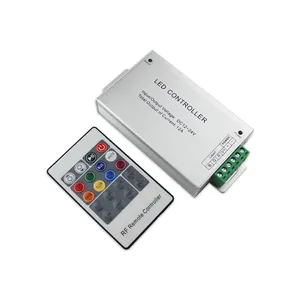 Good Quality DC12V DC24V RF 433M Wireless Aluminum Shell 12A And 24A RGB LED Controller With 20 Keys Remote