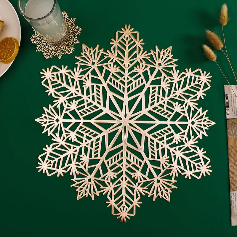 Christmas decorative dinner mat PVC Christmas snowflake table pad party decorative mat cup pad table mat