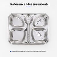 Plateau repas en acier inoxydable écologique à 5 compartiments avec fente intégrée pour cuillère et bords arrondis lisses