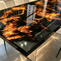 Moderner Holz-Epoxidharz-Esstisch mit Muster, Rechteckiger Epoxidtisch mit Klaren Acrylbeinen für Villa und Esszimmer