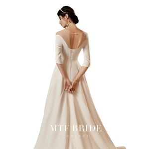 Mtf Bride Satin Wedding Dress Off The Shoulder Sweetheart Neckline A Line Bridal Gown Simple Elegant Style - Product Image 5