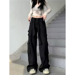 Pantaloni <span class=keywords><strong>Cargo</strong></span> da <span class=keywords><strong>Donna</strong></span> Autunnali, Vestibilità Comoda, Pantaloni da Lavoro alla Moda con Cintura, Tasche, Cerniera e Bottone - Product Image 5