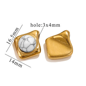 จี้ห้อยคอทรงสี่เหลี่ยมประดับหินธรรมชาติ ทำจากสแตนเลสสตีลเคลือบ PVD สีทอง |   เทอร์ควอยซ์ อเมทิสต์ ไทเกอร์อาย ฯลฯ |   ผู้จัดจำหน่ายอุปกรณ์ทำเครื่องประดับ DIY - Product Image 6