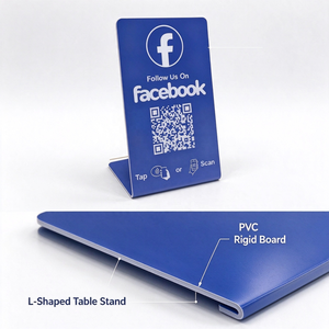 Support de table NFC pour carte de suivi <span class=keywords><strong>Facebook</strong></span>, panneau de médias sociaux sans contact en acrylique avec code QR, compatible ISO14443A CE RoHS NTAG215 - Product Image 3