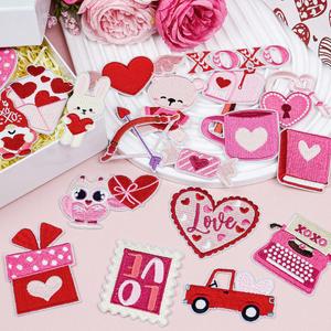 Iron on Embroidery pink Valentine Day love Heart Coffee Bear <b>Balloon</b> Wedding Patch for Girls - Product Image 4