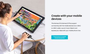 Monitor de Tableta de Dibujo <span class=keywords><strong>Kamvas</strong></span> <span class=keywords><strong>22</strong></span> Plus de 21.5 Pulgadas, Precio de Fábrica Huion - Product Image 3