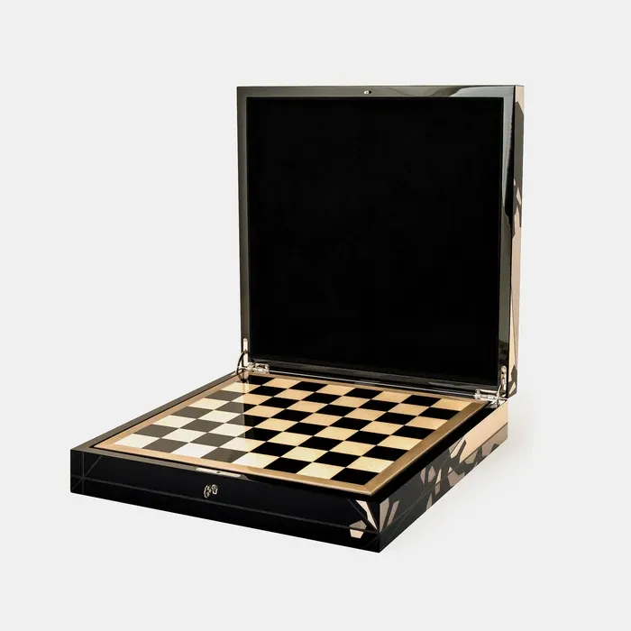 Caja de regalo de madera de lujo para ajedrez, caja negra para tablero de ajedrez