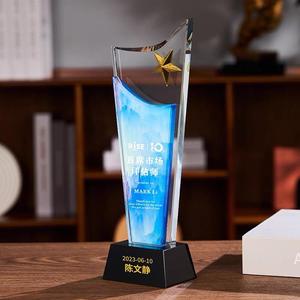 Trofeo <span class=keywords><strong>de</strong></span> Cristal Personalizado con Impresión UV, Diseño Duradero <span class=keywords><strong>de</strong></span> Estrella Dorada y Plateada para Regalos en Ferias Comerciales - Product Image 5