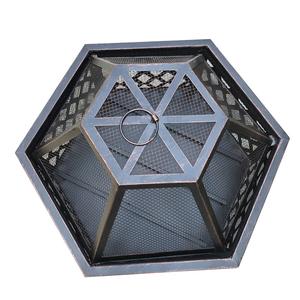 Gril de foyer à bois en acier hexagonal résistant aux intempéries avec bol de feu de table et chauffage au bois de chauffage - Product Image 3