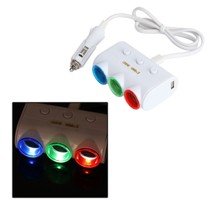 Bật Lửa Thuốc Lá LED Cho Xe Hơi Bộ Chia Ổ Cắm 3 Chiều Bộ Sạc Nguồn 12V-24V Đầu Cắm Cổng DC + 2USB - Product Image 5