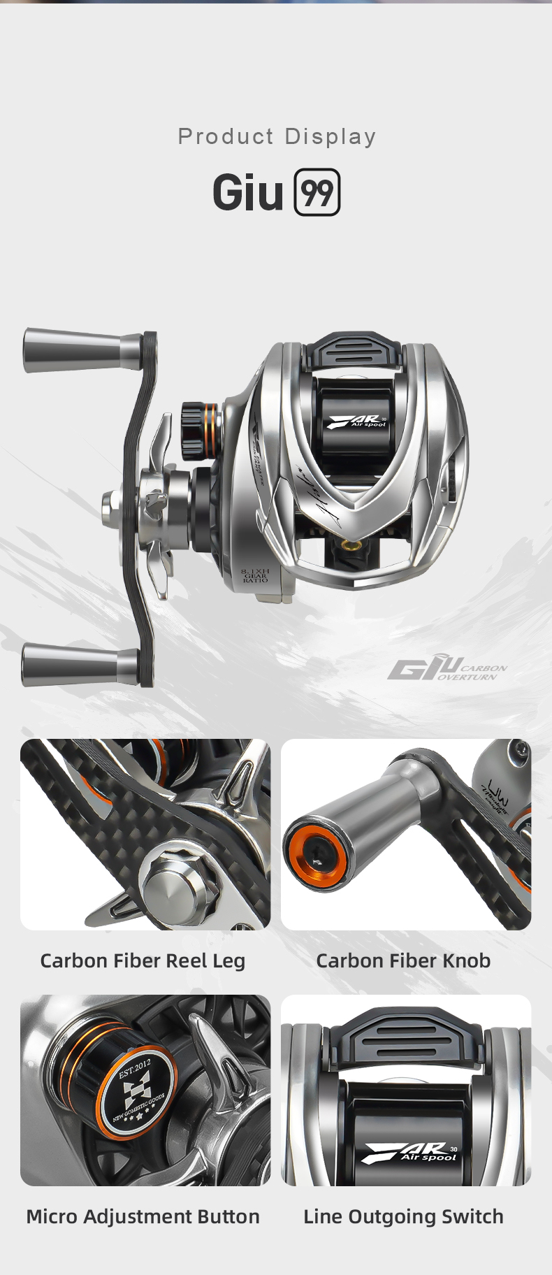 HISTAR GIU 99 ベイトリール 超軽量99g カーボン製 左ハンドル HISTAR GIU 99 ベイトリール 超軽量99g カーボン製 左ハンドル Histar