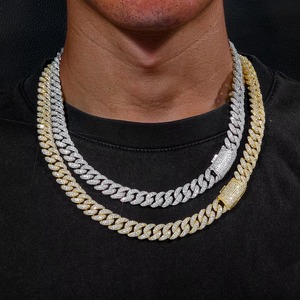 Bespoke Luxury Unisex 925 Sterling Silver Moissanite Miami Cuban Link <b>Chain</b> Bezel Setting 18K Gold Plated <b>Iced</b> Out Hip Hop Neckl - Product Image 6