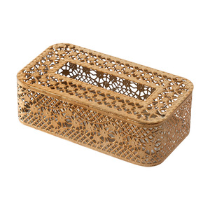 Boîte à mouchoirs en fer doré 21,5 cm, style nordique, pour la maison, la voiture, le bureau - Product Image 2