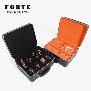Caja Organizadora de Joyas FORTE Personalizada de Cuero PU, Estuche de Viaje con Cierre y Terciopelo - Product Image 2