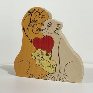 Puzzle en bois commémoratif <span class=keywords><strong>Famille</strong></span> <span class=keywords><strong>Roi</strong></span> <span class=keywords><strong>Lion</strong></span> Simba, design moderne, transfrontalier, couleur écho, ornement gravé DIY, cadeau - Product Image 6