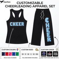 Tenues de cheerleading sur mesure en strass pour femmes, ensemble 2 pièces, débardeur à lettres scintillantes avec pantalon long pour les entraînements de cheerleading