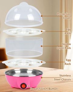 Best Selling Portable Stainless Steel Automatic Mini Electric Egg Boiler <b>Steamer</b> Auto Shut-Off Double Layer Design for Household - Product Image 2