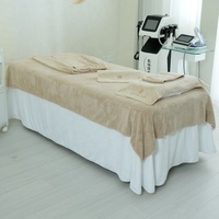 Ensembles de serviettes de SPA kaki pour salon de beauté, ensembles de draps de Table de Massage absorbant l'eau, ensembles de draps de lit en velours avec logo personnalisé 6 pièces