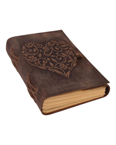 Carnet en cuir véritable pour femmes, magnifique carnet personnalisé fait main en cuir avec couverture en forme de cœur gravé pour le dessin quotidien - Product Image 2