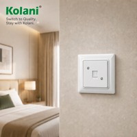 Stopkontak Telepon Dinding Standar Eropa Kolani EU Gloss White, Panel PC Tahan Api, Port RJ Standar