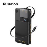 Batterie externe REMAX FP-123 10000mAh PD 40W à charge ultra-rapide avec câble Type-C rétractable et écran numérique – Chargeur portable