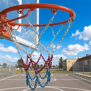 Rete da basket in metallo resistente per impieghi gravosi, a tre colori, anti-groviglio, in acciaio inossidabile, per campi da basket all'aperto - Product Image 3