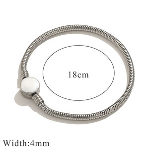 Hợp thời trang thép không gỉ trái tim lỗ lớn hạt DIY có thể mở ra con rắn Chuỗi Vòng Đeo tay 18cm phụ kiện - Product Image 2