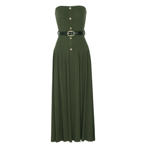 Abito Lungo Verde Senza Maniche <span class=keywords><strong>con</strong></span> <span class=keywords><strong>Cintura</strong></span> <span class=keywords><strong>in</strong></span> <span class=keywords><strong>Maglia</strong></span>, Nuovo Modello 2026, Trendy e Casual, Sette Colori Disponibili - Product Image 1
